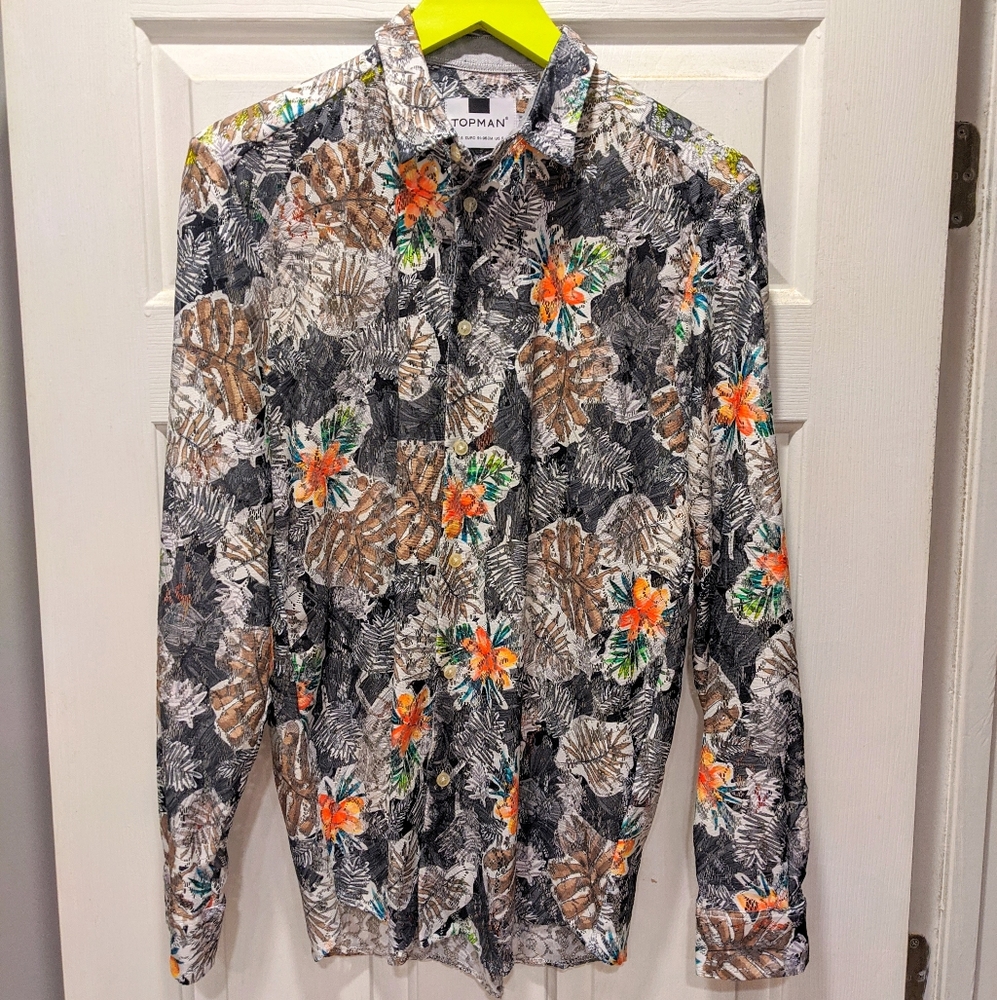 Men's Topman floral lace cut button up